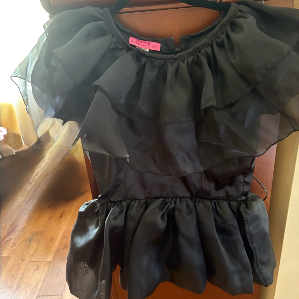 Kaela Kay Black Ruffled Women's Top